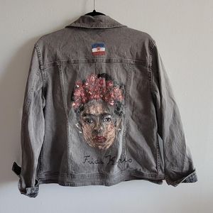 Frida Kahlo Grey Denim Jacket